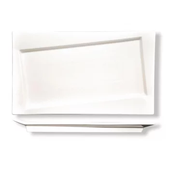 Блюдо прямоугольное 25*14,5 см со смещенным дном Asymmetry белое фарфор P.L. Proff Cuisine [4]