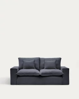 Диван Anarela на 2 места из льна и вискозы с чехлом Dark Grey 220 CM
