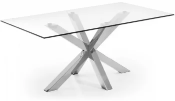 Стол Arya 160X90X78 CM глянцевые стальные ножки стеклянная столешница