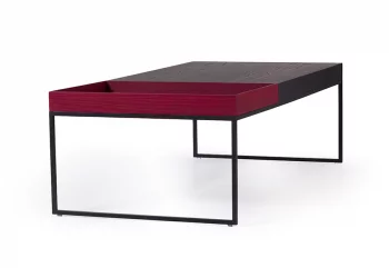 Журнальный стол Кейс черный со съемной красной столешницей 110X40X55 CM