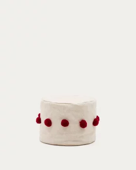 Хлопковый пуф Manua с красными кисточками 40X30 CM