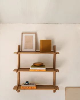 Модульная полка Sitra из массива дуба, 3 полки, натуральная отделка 90X30.5X98 CM