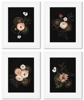 Тетраптих Golden flowers 42X52 / 42X52 / 42X52 / 42X52 CM