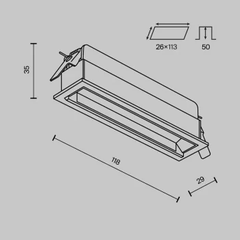 Встраиваемый линейный светильник Parete 11.8X2.9X3.5 CM