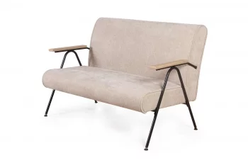 Двухместный диван Andy с деревянными подлокотниками, шенилл Shantal beige 129X84X88 CM