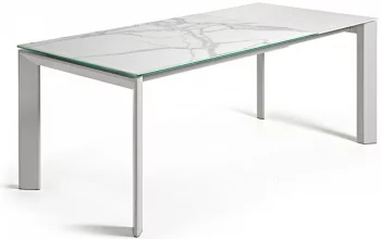 Раздвижной стол Atta 140-200X90X76 белые ножки белая керамическая столешница