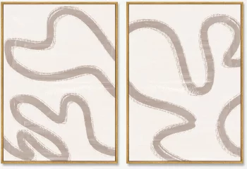 Диптих на холсте The curved geometric vibes 75X105 / 75X105 CM