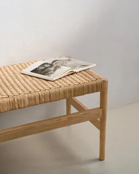 Скамья из массива дуба Zaide с сиденьем из бумажного шнура 120X45X45 CM