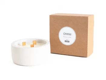 Аромасвеча Omini в сером бетонном стакане Мамино какао 13X13X6 CM