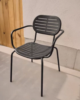 Садовый стул Brai с подлокотниками из оцинкованной стали, тёмно-серый 56X60.5X81 CM