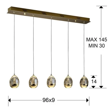 Подвесной светодиодный светильник Rocio LED 5L золотой 96X9X95 CM