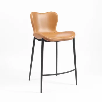 Полубарный стул Бергамо коричневая экокожа черные ножки 48X51.5X92 CM