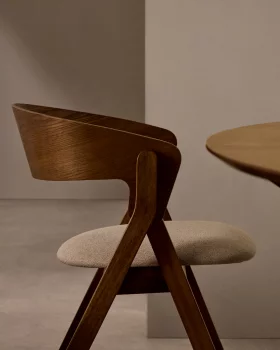 Стул Godia из ясеневого шпона с отделкой венге и бежевым шениллом 56X55X76 CM