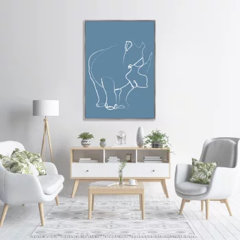 Репродукция на холсте Rhino on blue 75X105 CM