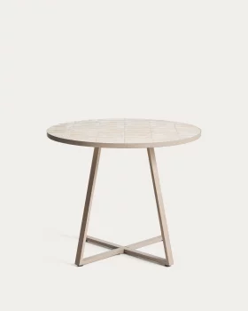 Круглый стол Tella из оцинкованной стали с бежевой плиткой 90X90X75 CM