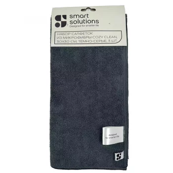 Набор салфеток из микрофибры cozy clean, 30х30 см, темно-серые, 3 шт.