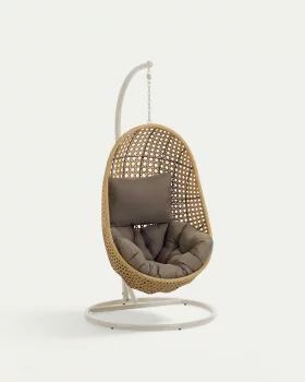 Подвесное кресло Cira светло-серого цвета с натуральной отделкой 105X105X197 CM