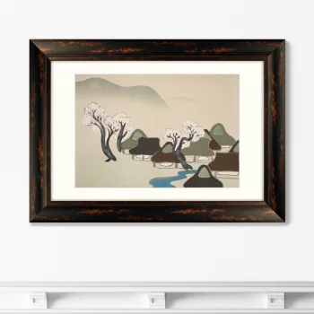 Village with cherry blossoms 71X51 CM
