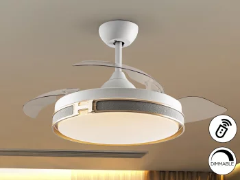 Потолочный вентилятор со светодиодной подсветкой Heron DIMABLE белый/золотой 106X39 CM