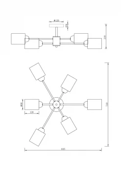 Люстра Omni FR5150PL-06B 65.5X71X21 CM