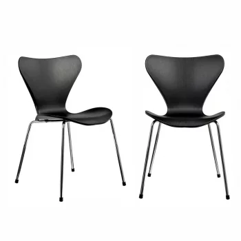 Комплект из 2-х стульев Seven Style чёрный с хромированными ножками 48X53X80 CM