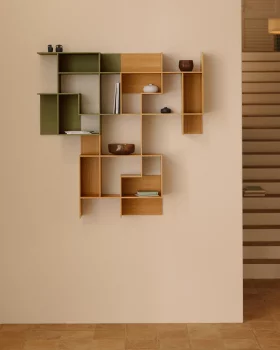 Модульный стеллаж Ina из лакированного МДФ зелёного цвета 80X25X80 CM