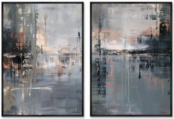 Композиция из двух репродукций картин на холсте Hail on the Water 75X105 / 75X105 CM