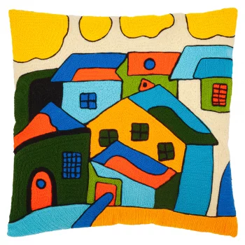 Подушка декоративная "Домики" с наполнителем 45X45 CM