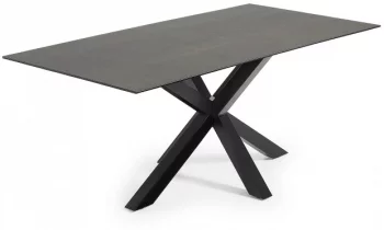 Стол Arya 200X100X77 CM чёрные ножки серая керамическая столешница