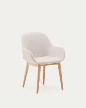 Стул Konna бежевый на ножках из массива ясеня с натуральной отделкой 59X55X83 CM