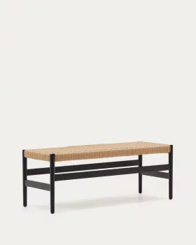 Скамья Zaide из массива дуба с чёрной отделкой и плетёным сиденьем 120X45X45 CM