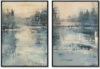 Композиция из двух репродукций картин на холсте Spring Floods in the Forest 75X105 / 75X105 CM