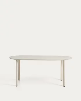 Овальный стол Erice из алюминия и закаленного стекла экрю 180X90 CM