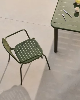Складной уличный стул с подлокотниками Brai из оцинкованной стали, зелёный 56X60X81 CM