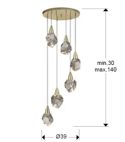 Люстра Aquaria 6L матовое золото 39X39X120 CM