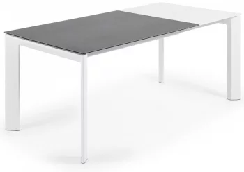 Раскладной стол Atta 120-180X80X76 CM тёмно серый на белом каркасе