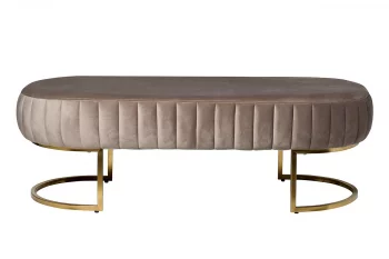 Банкетка велюровая серо-бежевый, металлическое основание 60X140X45 CM