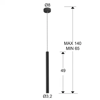 Подвесной подвесной светильник Varas 1L черный 8X8X50 CM