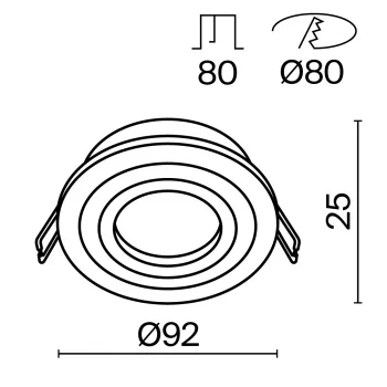 Встраиваемый точечный светильник Атом 92X92X25 MM