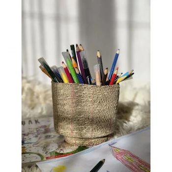 Плетеное кашпо Red stripe 14X12 CM