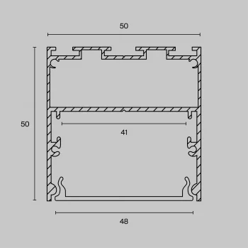Алюминиевый профиль накладной-подвесной 50x50