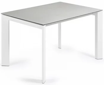 Раскладной стол Atta 120-180X80X76 CM светло серый на белом каркасе