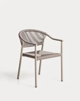 Садовый штабелируемый стул Livadia из алюминия цвета тауп 55X61X76 CM