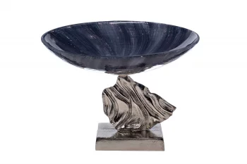 Декоративная чаша на металлическом основании дымчатая 37X37X23 CM