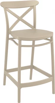 Стул пластиковый полубарный Cross Bar 45X50X96 CM бежевый