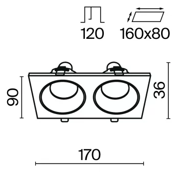 Встраиваемый точечный светильник Зум 17X9X3.6 CM