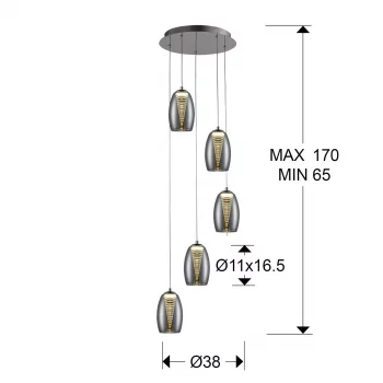 Подвесной светильник Nebula LED 5L хром 38X38X130 CM