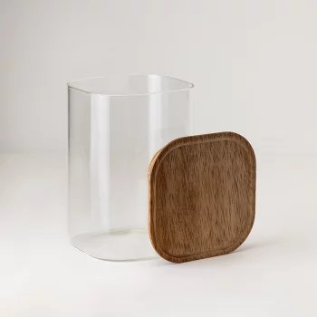 Банка для хранения квадратная glass acacia, 1,1 л