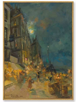 Постер на холсте Marseilles Quay By Night 75X105 CM