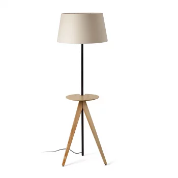 Торшер TREEWOOD с поддоном из ясеня и бежевым абажуром 51X47.6X175 CM
